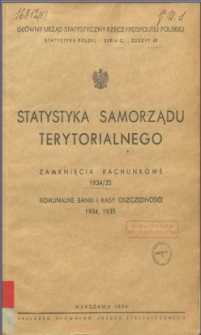 Statystyka samorządu terytorialnego : zamknięcia rachunkowe 1934/35 : komunalne banki i kasy oszczędności 1934, 1935