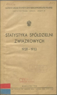 Statystyka spółdzielni związkowych 1928-1933