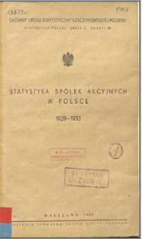 Statystyka spółek akcyjnych w Polsce 1929-1933
