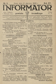 Informator Powiatu Śremskiego. 1933.01.21 R.15 Nr 6