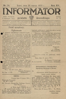 Informator Powiatu Śremskiego. 1933.03.25 R.15 Nr 24