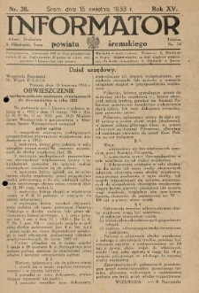 Informator Powiatu Śremskiego. 1933.04.15 R.15 Nr 30