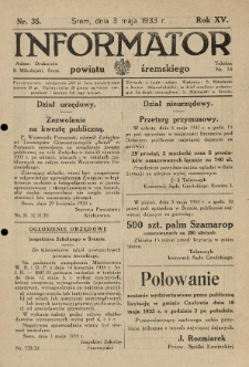 Informator Powiatu Śremskiego. 1933.05.03 R.15 Nr 35