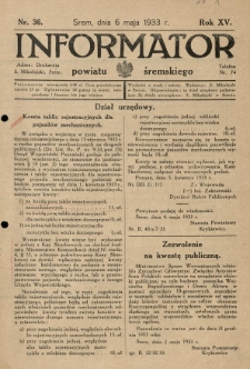 Informator Powiatu Śremskiego. 1933.05.06 R.15 Nr 36