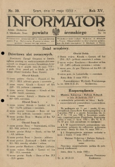 Informator Powiatu Śremskiego. 1933.05.17 R.15 Nr 39