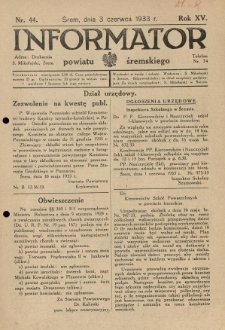 Informator Powiatu Śremskiego. 1933.06.03 R.15 Nr 44