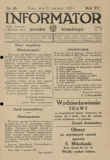 Informator Powiatu Śremskiego. 1933.06.21 R.15 Nr 49