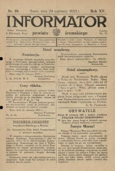 Informator Powiatu Śremskiego. 1933.06.24 R.15 Nr 50