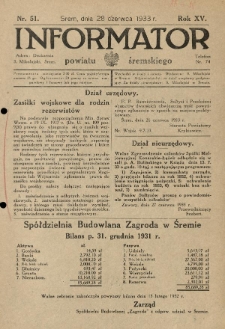 Informator Powiatu Śremskiego. 1933.06.28 R.15 Nr 51