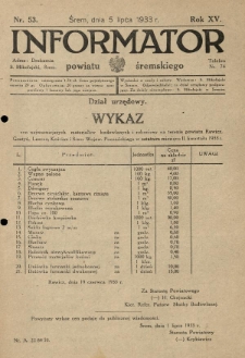 Informator Powiatu Śremskiego. 1933.07.05 R.15 Nr 53