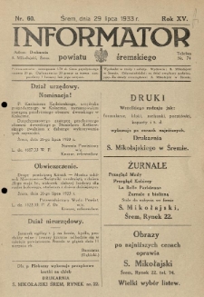 Informator Powiatu Śremskiego. 1933.07.29 R.15 Nr 60
