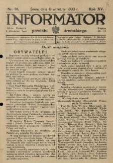 Informator Powiatu Śremskiego. 1933.09.06 R.15 Nr 70