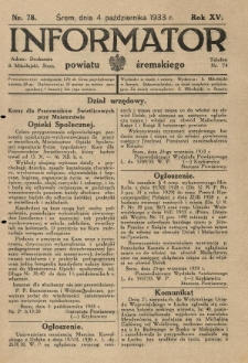Informator Powiatu Śremskiego. 1933.10.04 R.15 Nr 78
