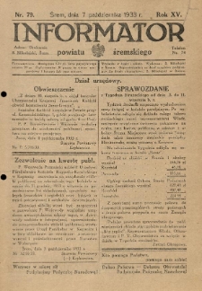 Informator Powiatu Śremskiego. 1933.10.07 R.15 Nr 79