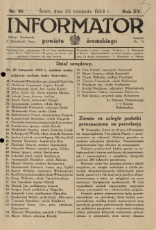 Informator Powiatu Śremskiego. 1933.11.25 R.15 Nr 90