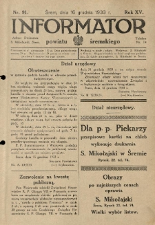 Informator Powiatu Śremskiego. 1933.12.16 R.15 Nr 91