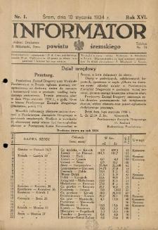 Informator Powiatu Śremskiego. 1934.01.10 R.16 Nr 1