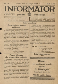 Informator Powiatu Śremskiego. 1934.02.14 R.16 Nr 9