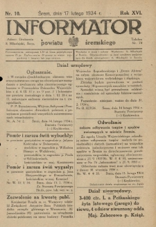 Informator Powiatu Śremskiego. 1934.02.17 R.16 Nr 10