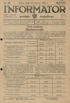 Informator Powiatu Śremskiego. 1934.03.24 R.16 Nr 20