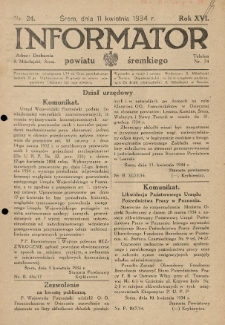 Informator Powiatu Śremskiego. 1934.04.11 R.16 Nr 24