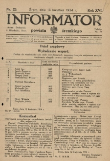 Informator Powiatu Śremskiego. 1934.04.14 R.16 Nr 25