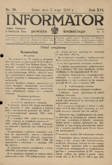 Informator Powiatu Śremskiego. 1934.05.02 R.16 Nr 29