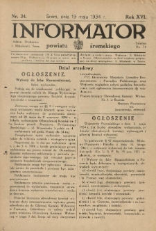 Informator Powiatu Śremskiego. 1934.05.19 R.16 Nr 34