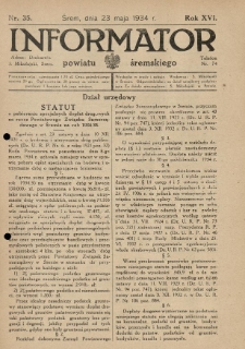 Informator Powiatu Śremskiego. 1934.05.23 R.16 Nr 35