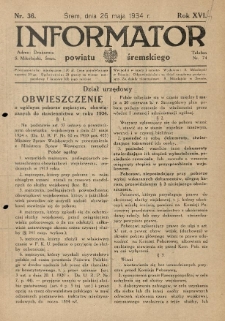 Informator Powiatu Śremskiego. 1934.05.26 R.16 Nr 36