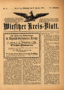 Wirsitzer Kreis-Blatt: herausgegeben vom Königlichen Landraths-Amte 1901.01.09 Jg.57 Nr2