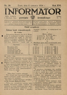 Informator Powiatu Śremskiego. 1934.06.06 R.16 Nr 39