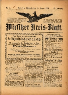 Wirsitzer Kreis-Blatt: herausgegeben vom Königlichen Landraths-Amte 1901.01.16 Jg.57 Nr4