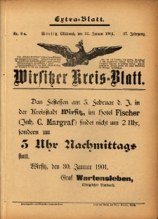 Wirsitzer Kreis-Blatt: herausgegeben vom Königlichen Landraths-Amte 1901.01.30 Jg.57 Nr8 a Extra-Blatt