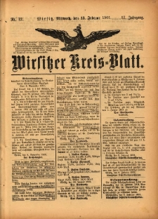 Wirsitzer Kreis-Blatt: herausgegeben vom Königlichen Landraths-Amte 1901.02.13 Jg.57 Nr12