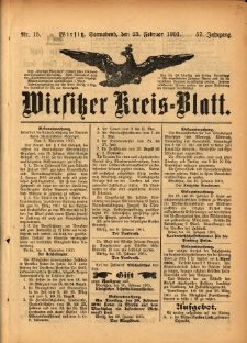 Wirsitzer Kreis-Blatt: herausgegeben vom Königlichen Landraths-Amte 1901.02.23 Jg.57 Nr15