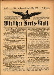 Wirsitzer Kreis-Blatt: herausgegeben vom Königlichen Landraths-Amte 1901.03.02 Jg.57 Nr17