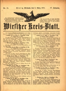 Wirsitzer Kreis-Blatt: herausgegeben vom Königlichen Landraths-Amte 1901.03.06 Jg.57 Nr18