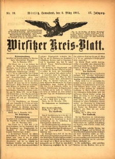 Wirsitzer Kreis-Blatt: herausgegeben vom Königlichen Landraths-Amte 1901.03.09 Jg.57 Nr19