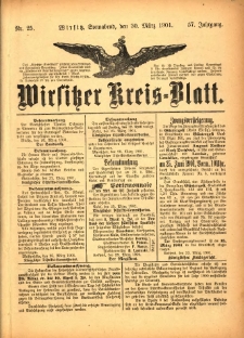 Wirsitzer Kreis-Blatt: herausgegeben vom Königlichen Landraths-Amte 1901.03.30 Jg.57 Nr25