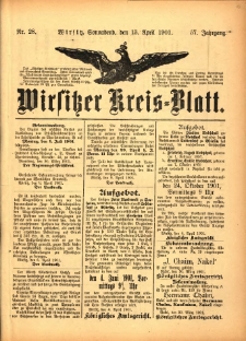 Wirsitzer Kreis-Blatt: herausgegeben vom Königlichen Landraths-Amte 1901.04.13 Jg.57 Nr28