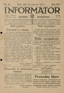 Informator Powiatu Śremskiego. 1934.06.23 R.16 Nr 43