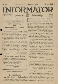 Informator Powiatu Śremskiego. 1934.06.27 R.16 Nr 44