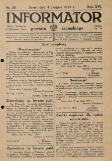 Informator Powiatu Śremskiego. 1934.08.04 R.16 Nr 50