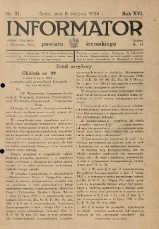 Informator Powiatu Śremskiego. 1934.08.08 R.16 Nr 51
