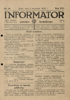 Informator Powiatu Śremskiego. 1934.09.08 R.16 Nr 58