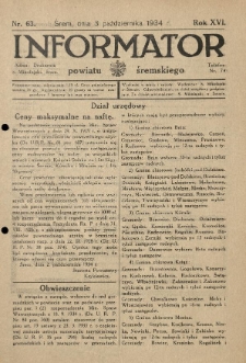 Informator Powiatu Śremskiego. 1934.10.03 R.16 Nr 63