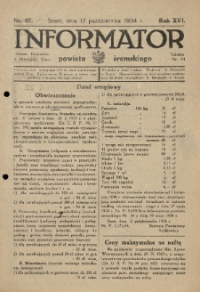 Informator Powiatu Śremskiego. 1934.10.17 R.16 Nr 67