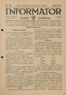 Informator Powiatu Śremskiego. 1934.10.24 R.16 Nr 69