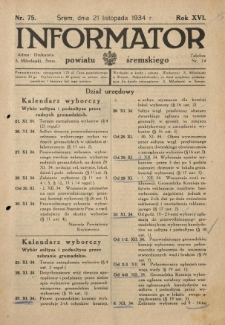 Informator Powiatu Śremskiego. 1934.11.21 R.16 Nr 75
